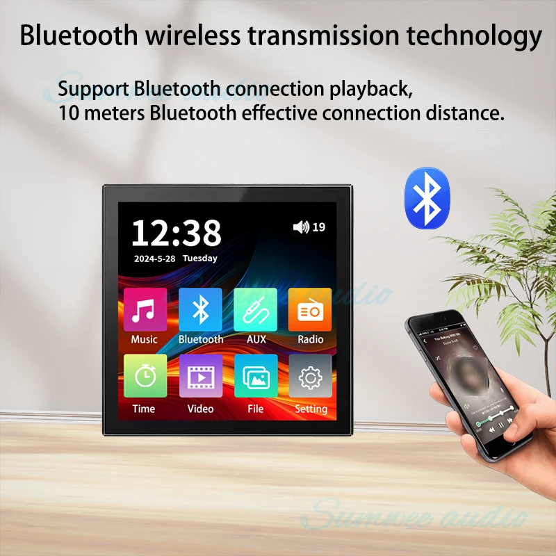 Imagem -04 - Smart Home Bluetooth Wall Amplifier Audio Touch Screen 4*20w Som Estéreo Painel de Música Música de Fundo Anfitrião Teto Alto-falante fm