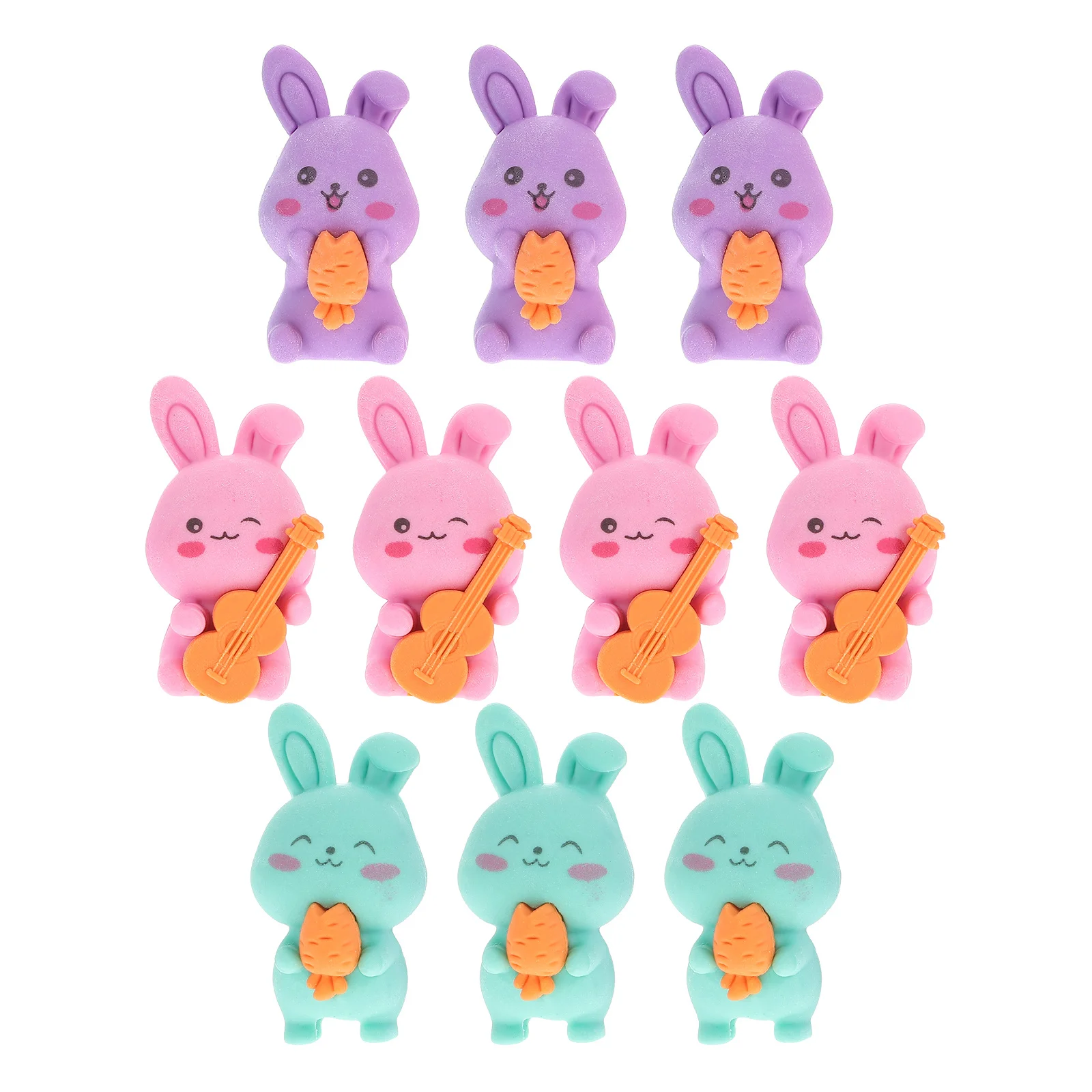 Borradores creativos con forma de conejito de dibujos animados, borradores de conejo bonitos para estudiantes, recuerdos de fiesta escolar, premios en el aula, suministros Kawaii, 10 Uds.