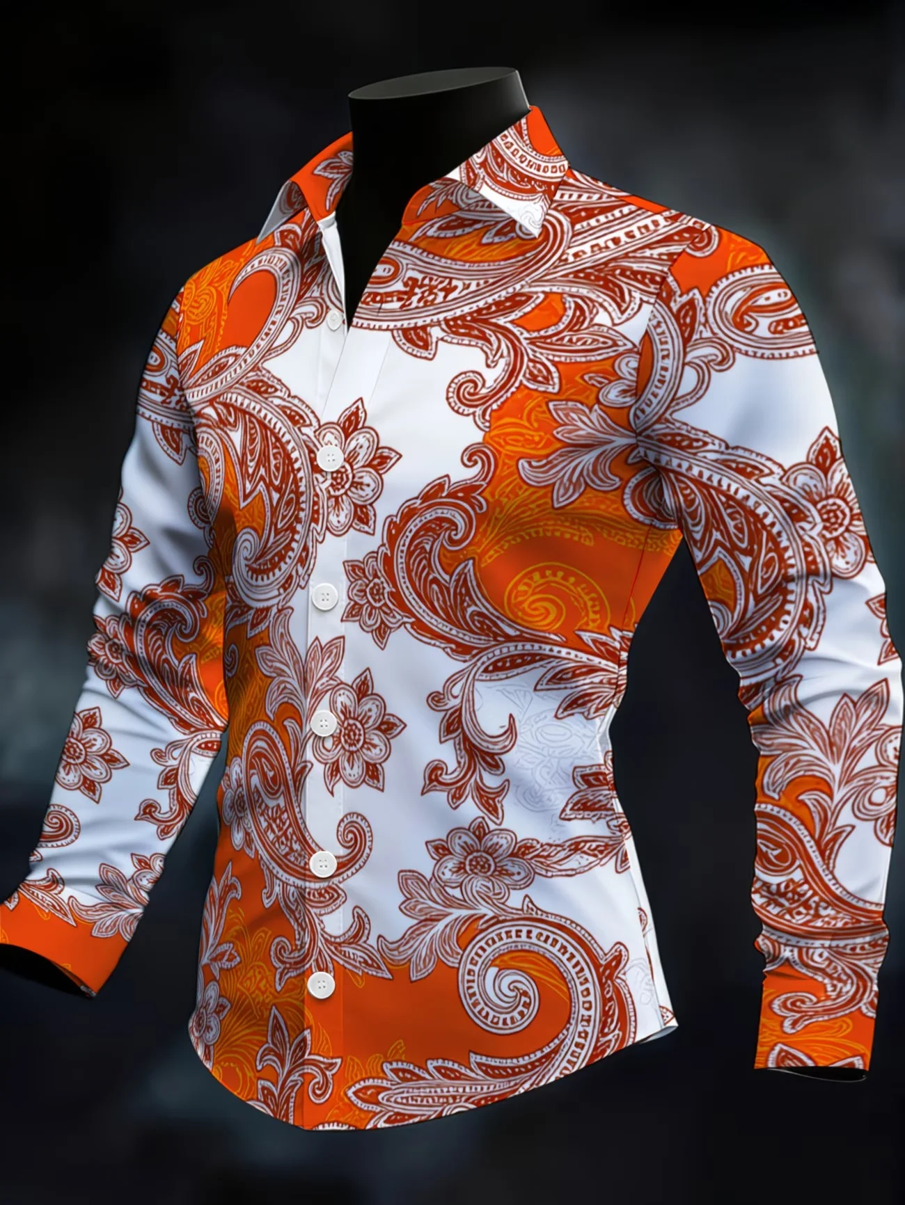 New men's Fashionable Luxury Long Sleeved Shirt With high-definition 3D Star Print Shirt And Sunset Pattern Top