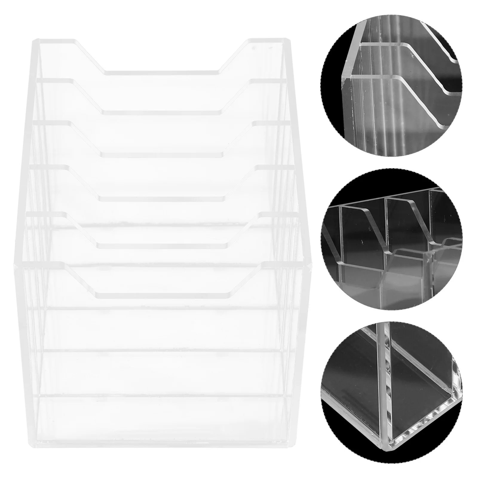 

1pcs Sturdy Acrylic Desktop Phone Storage Box Multi Grids Office Supplies Organizer Tidy Pen Cards Holder Classroom Meeting Room