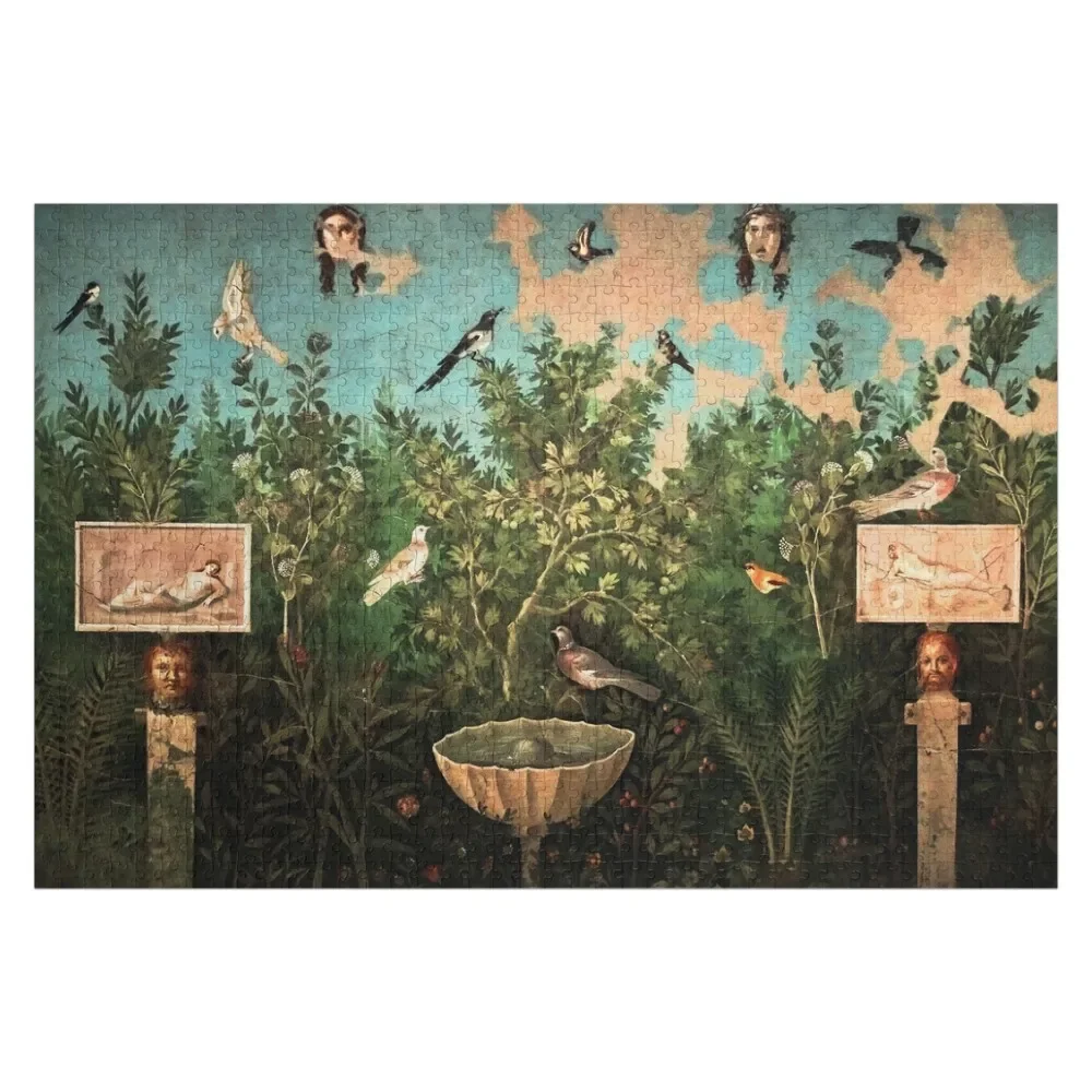 Pompeii Sammlung/fliegende Vögel, Tauben, Brunnen im Garten, blau grün Blumen Puzzle Baby Holz benutzer definierte Geschenke Puzzle