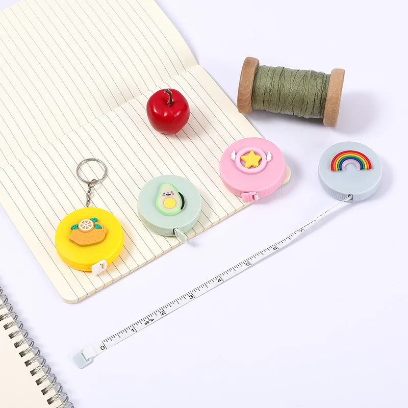 1.5m Portable Cartoon Body Measure Tape Lovely Macaron Measure Ruler Tape Push Button Mini Tape Measure Tool Sewing Gadget 1PC