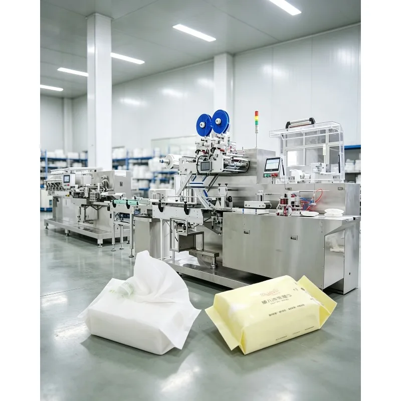 6 Lanes Semi Automatic Disposable Baby Wet Wipes Making Machine Full Set Wet Tissue Production Line