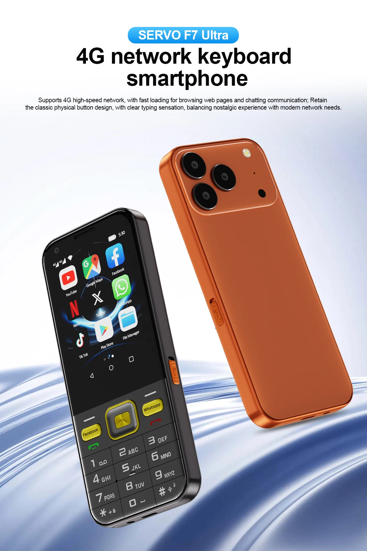 SERVO F7 Ultra 4G LTE Android Touch Screen Button Phone 2.8 Inch 2GB 16GB Dual SIM Camera FM Radio Play Store WiFi Backup Phone