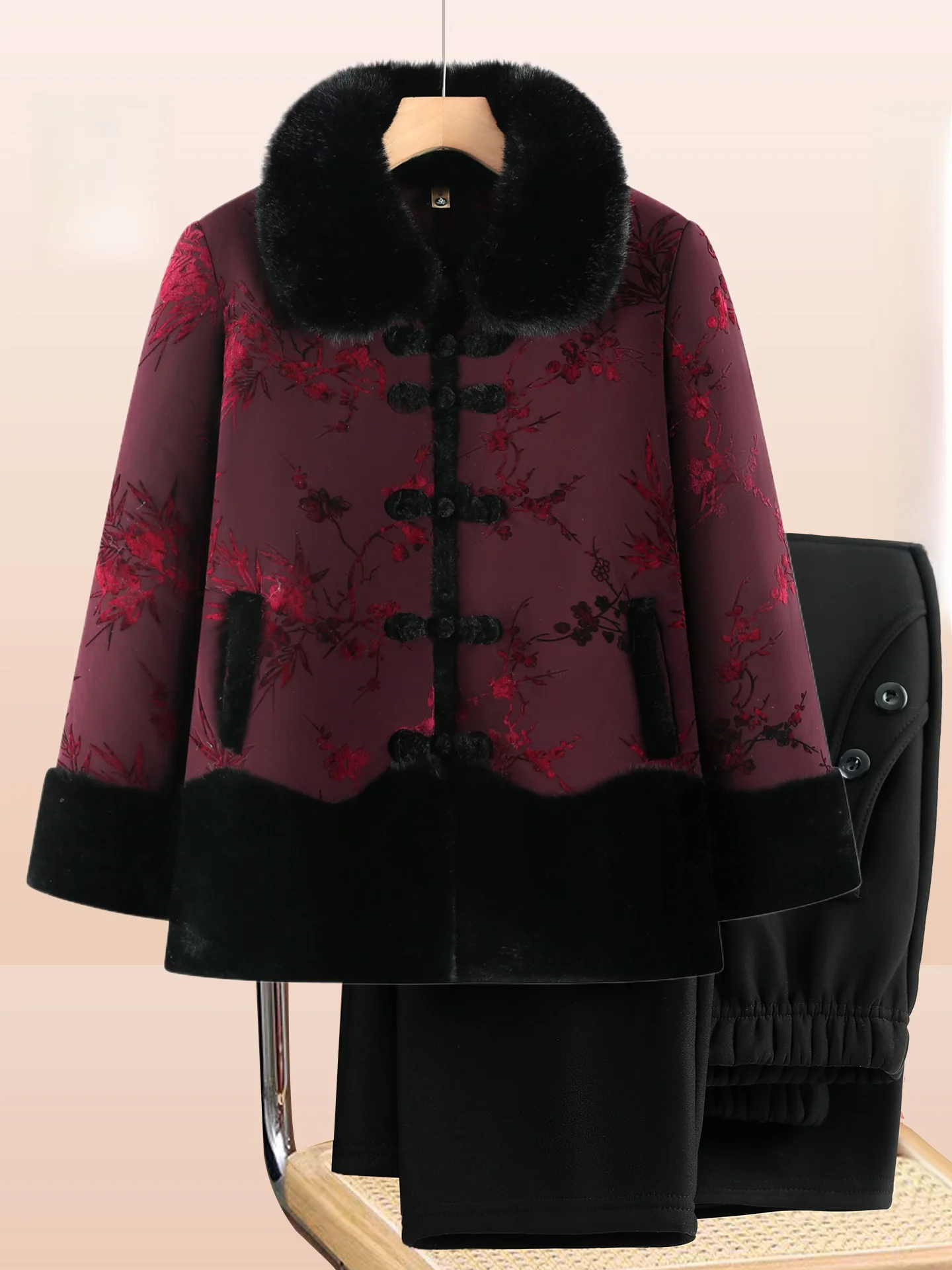 

Утепленное пальто из искусственного меха для пожилых женщин: модная зимняя одежда с меховым воротником, хлопковое пальто для пожилых дам, теплая верхняя одежда