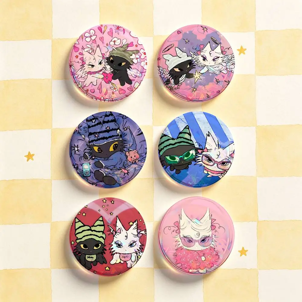 Meow Pink Cat Badges Round Nijigen Otaku Culture IP peripheral products 58mm 44mm 32mm 75mm 25mm Mini