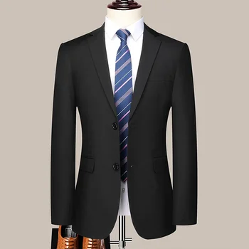 Men's 2024 Slim-fit Two-button Business Suit Professional Work Formal Two-piece Set Trousers Included S-6XL 5