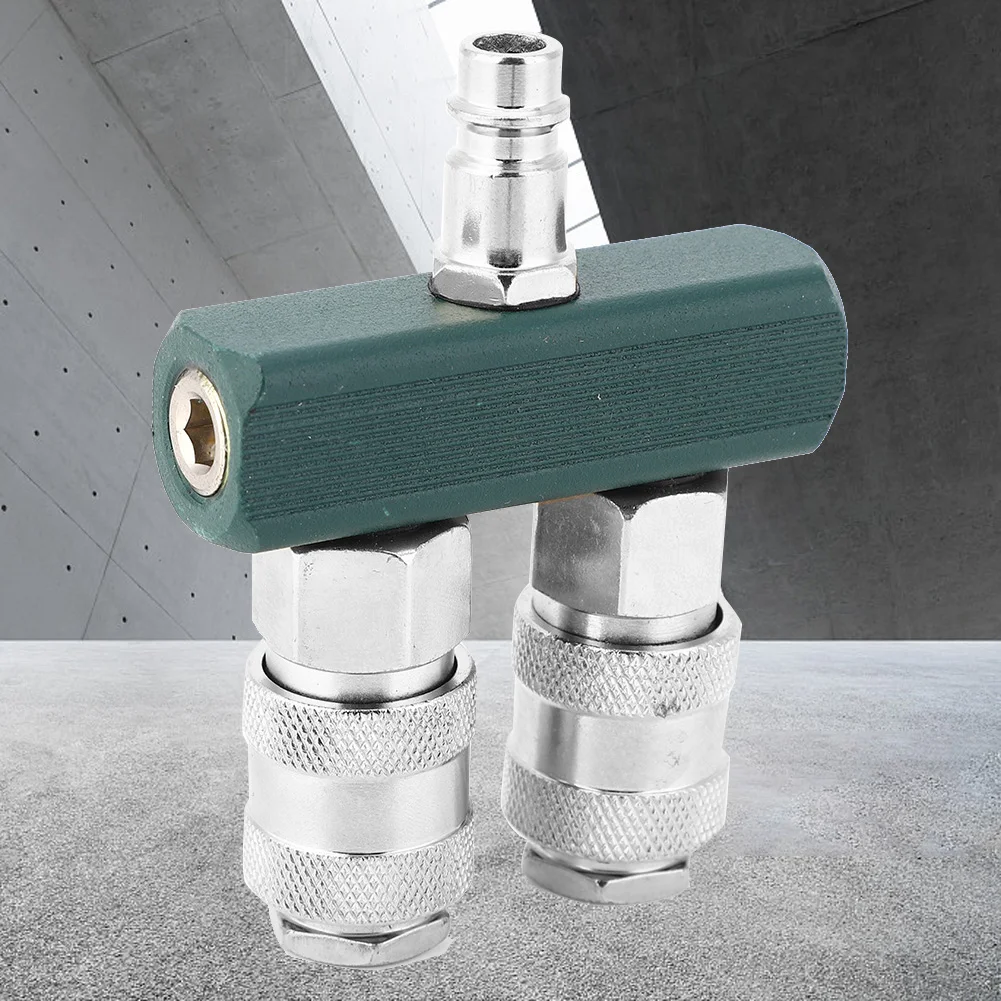 

Pneumatic Connector 1/4 Inch Straight Two-Way Quick Connector + Adjustable Valve Male Female Connector Pneumatic Tool