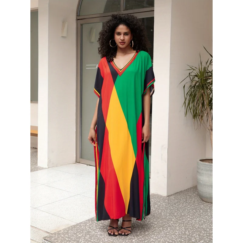 Ethnic Style Loose and Casual Outdoor Long Robes, Bikini Swimsuit Outerwear Pullovers, Home Sleepwear, Ladies'-protective Sh
