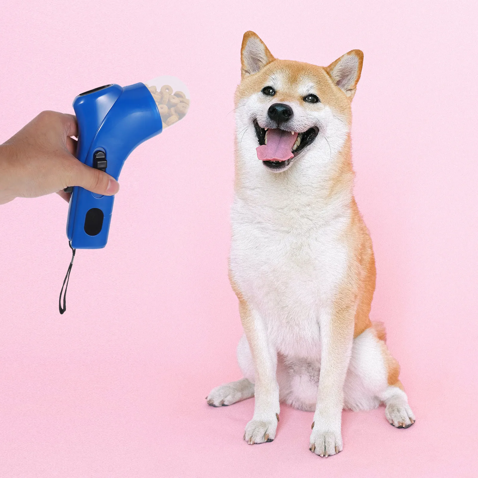 

Dog Cat Snack Launcher Blue Comfortable Grip Treat Feeder Interactive Training Launcher for Dogs Cats