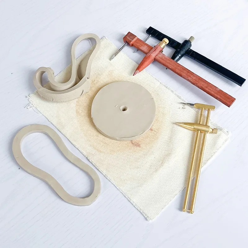 Copper/Wooden Pottery Compass Round Cutter Caliper for Clay Cutting Parallel Cutting Ruler DIY Crafting Clay Modeling Tools
