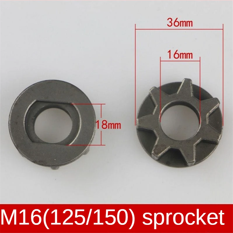 Engranaje de motosierra M10/M14/M16, recambio de amoladora angular, rueda de cadena de piñón para soporte de motosierra, 100, 115, 125, 150