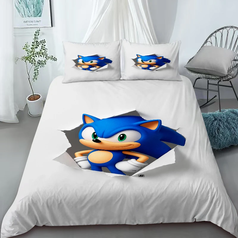 

Sonic Duvet Cover Set, Soft and comfortable Cartoon Bedding Set, Bedroom Duvet Cover, Decor, Holiday Gifts, Queen/King