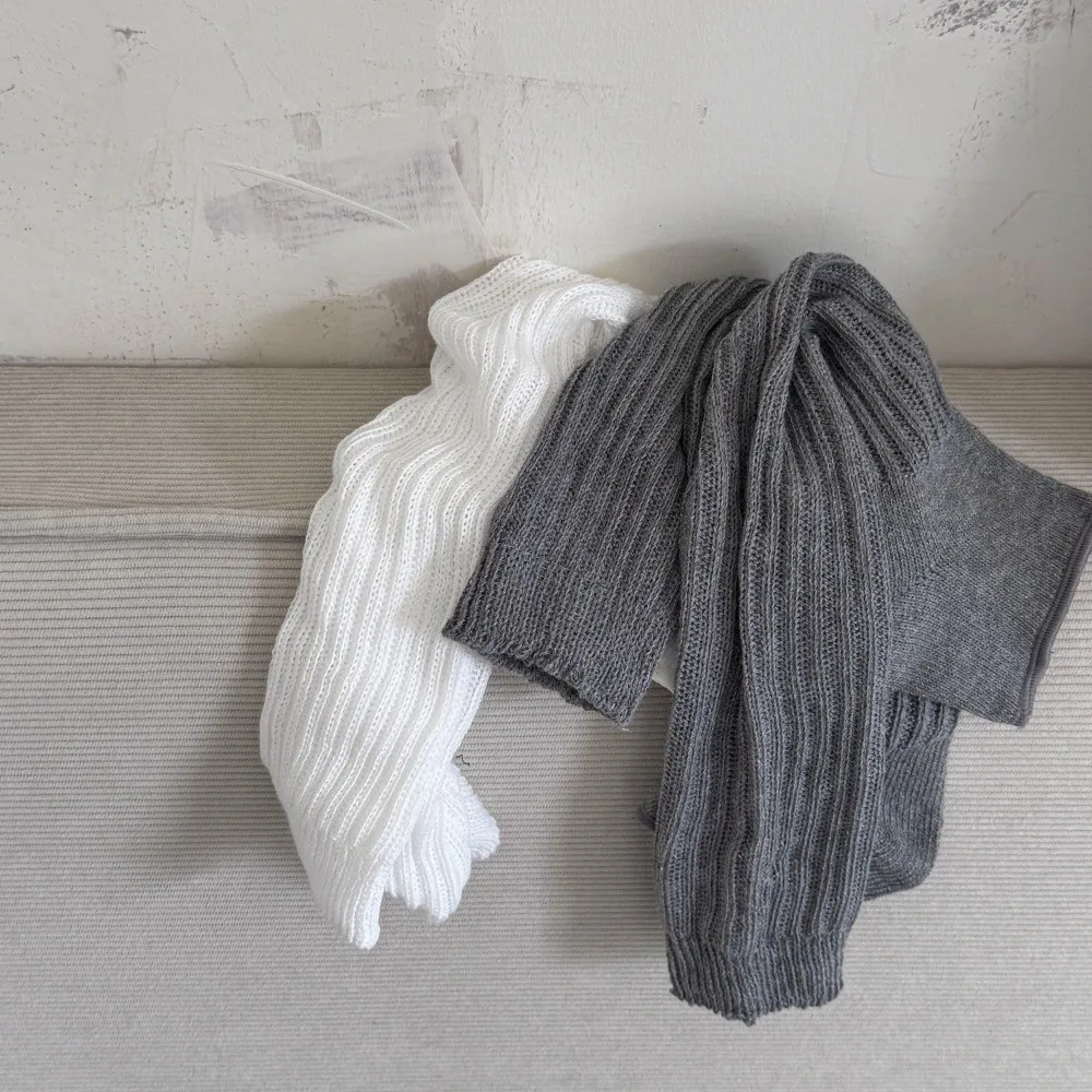 Solid Color Leg Warmers Loose Fit Knitted Texture Slouch Socks Slouch Stacked Design Long Length Knitted Leg Sleeves