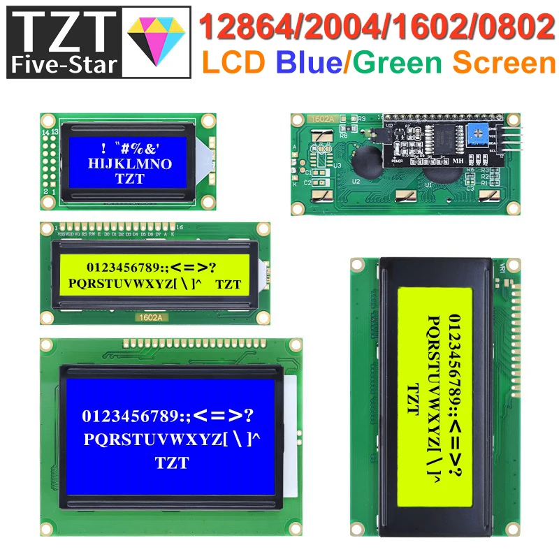 TZT LCD Module For Arduino LCD0802 LCD1602 LCD2004 LCD12864 LCD Character UNO R3 Mega2560 Display PCF8574T IIC I2C Interface