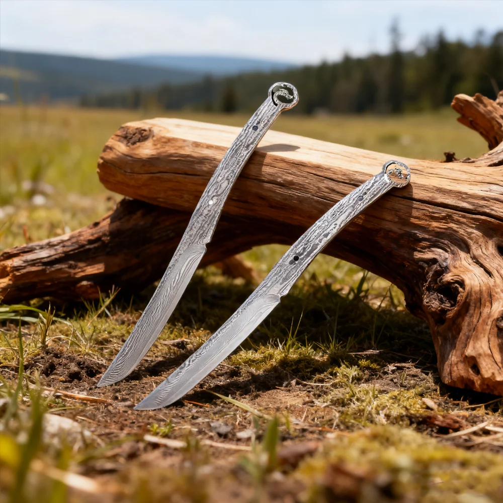 Sharpened Straight Blade Handmade Damascus Steel Fruit Knife Blank Diy Semi-Finished Knife Making Accessory