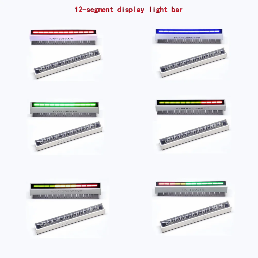 DIY 12-segmentowy bargrafowy wskaźnik poziomu naładowania baterii LED, ultra jasny, czerwony, żółty, zielony, niebieski, pomarańczowy, wielokolorowy.