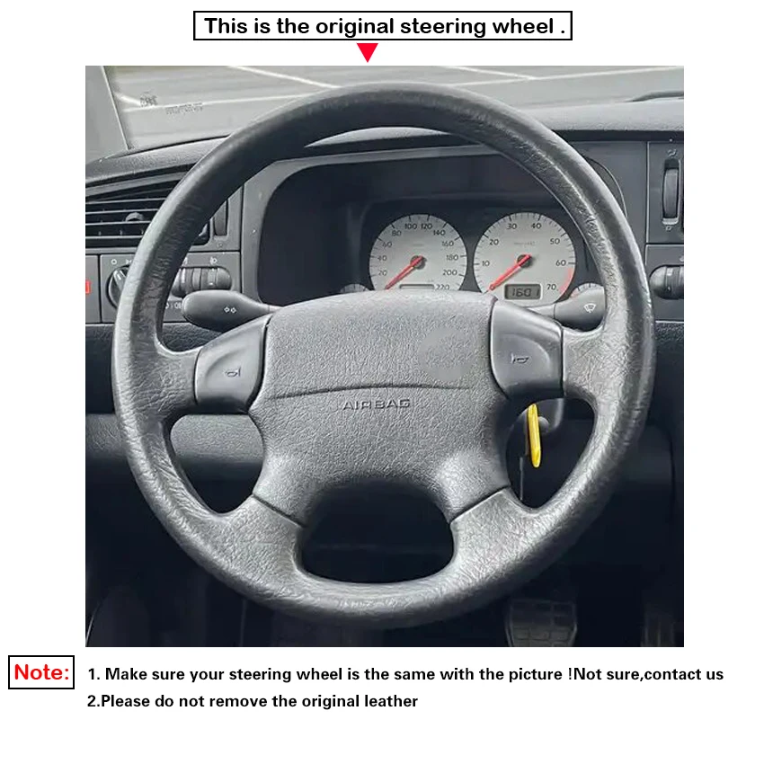 Black Faux Leather Car Steering Wheel Cover for Volkswagen VW Jetta MK3 Golf Polo GTI Passat B4 1991-1998
