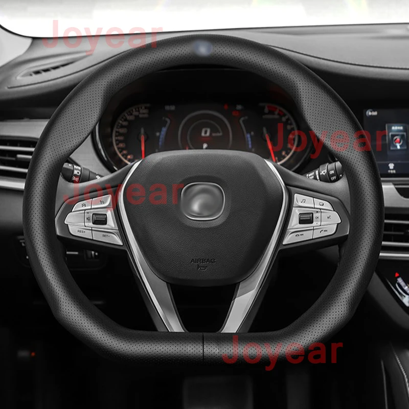 For Changan CS35 Plus 2018-2022 Car Steering Wheel Cover Wear-resistant Real Leather Protective Covers Interior Accessories