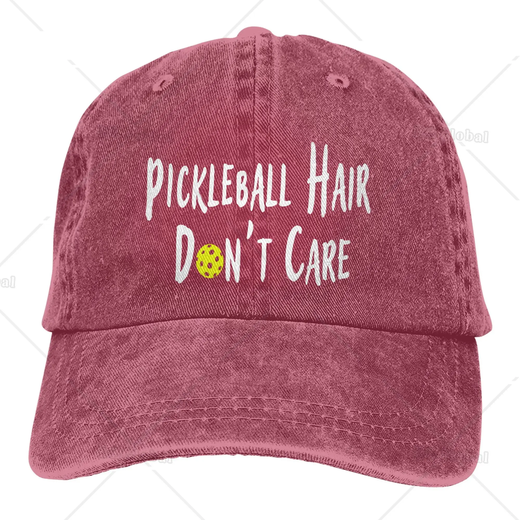 Pickleball Hair Don't Care Print Baseball Cap Gifts for Men Women Adjustable Pickle Ball Hat Unisex Snapback Hats