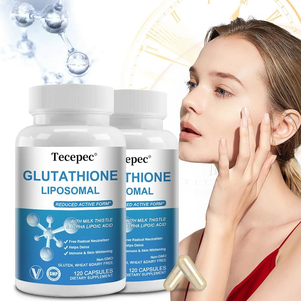 

Liposomal Glutathione Capsules, Max Absorption, Active Form L-Glutathione Reduced, with Milk Thistle, Detox & Skin Health