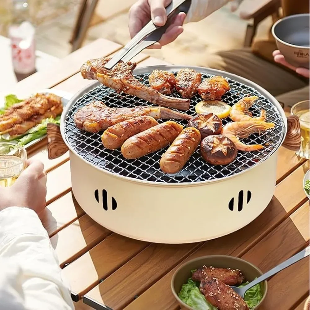 1pcs Portable Barbecue Stove Versatile Tabletop BBQ Grill Pan with Grill Net Perfect for Outdoor Camping and Backyard BBQ Tools