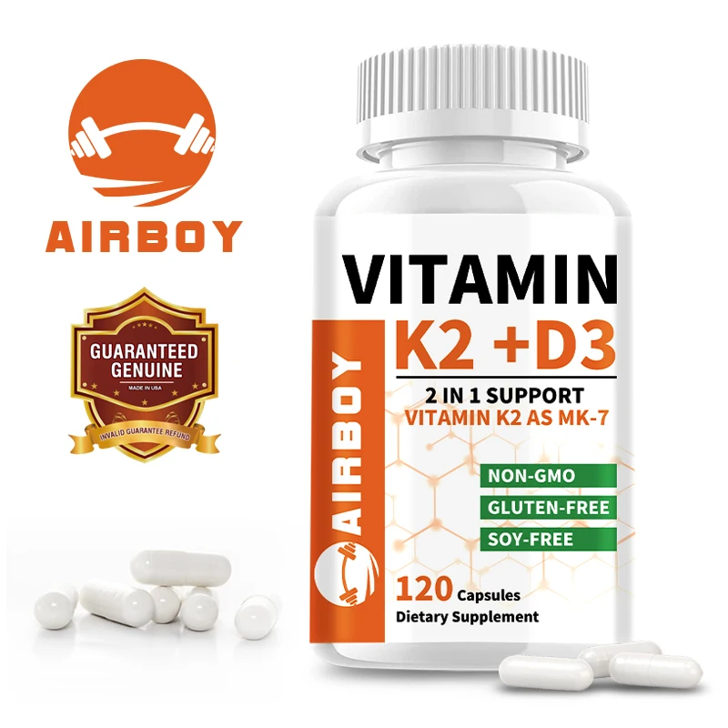

Vitamin K2+D3 - Support Joint, Bone and Immune Health, Promotes Calcium Absorption - 120 Capsules