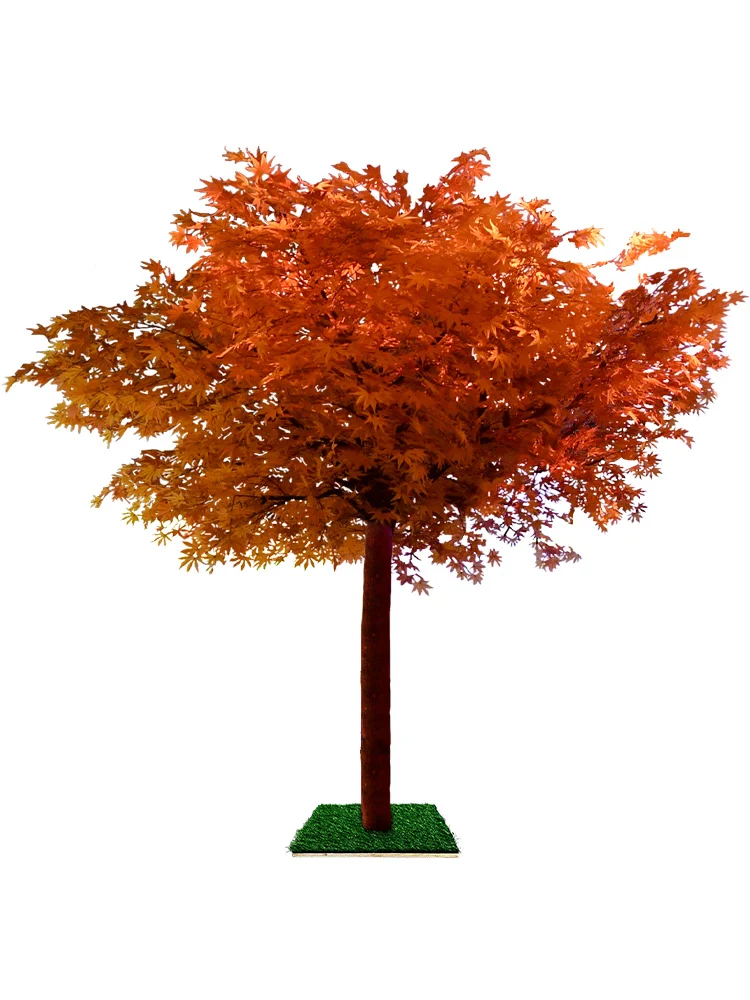 Simulation Red Maple Indoor Large Floor Fake Trees Decoration Hotel Living Room Japanese Autumn Wishing Tree