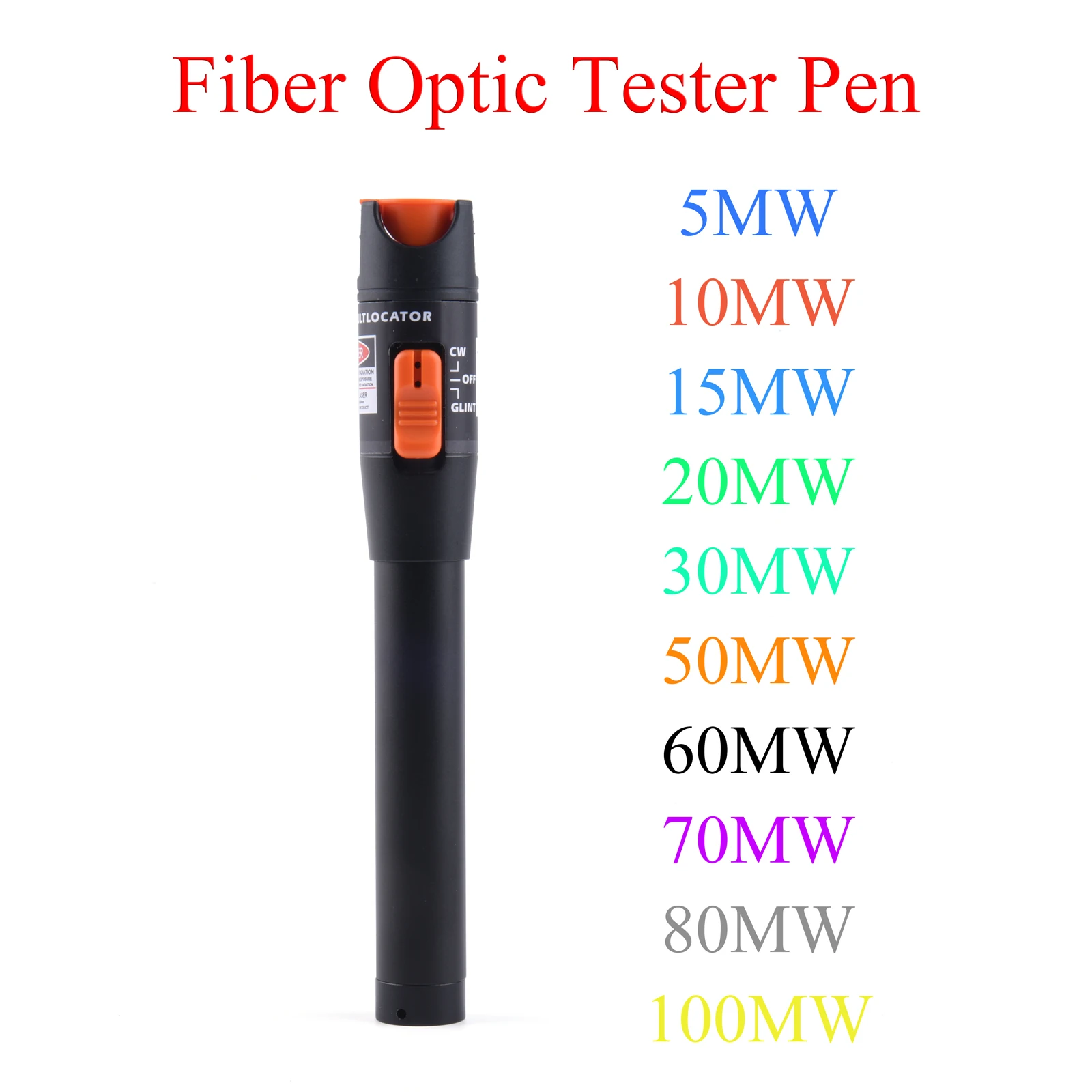 1PCS ไฟเบอร์ออปติกชุดเครื่องมือทดสอบ 5MW/10MW/15MW/20MW/30MW/50MW/60MW FTTH Optic ปากกา SC/FC/ST ปรับเลเซอร์สีแดง Power Meter