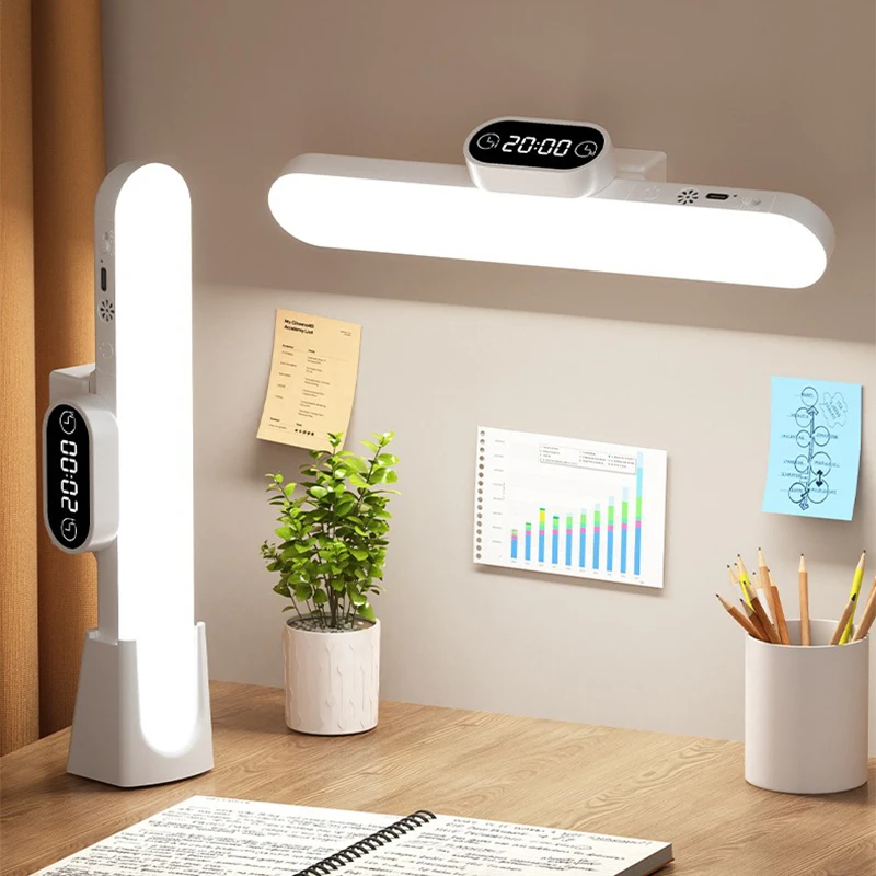 

Desk Lamp Hanging Magnetic Clock Table Lamp LED USB Rechargeable Stepless Dimming Cabinet Closet Wardrobe Night Light