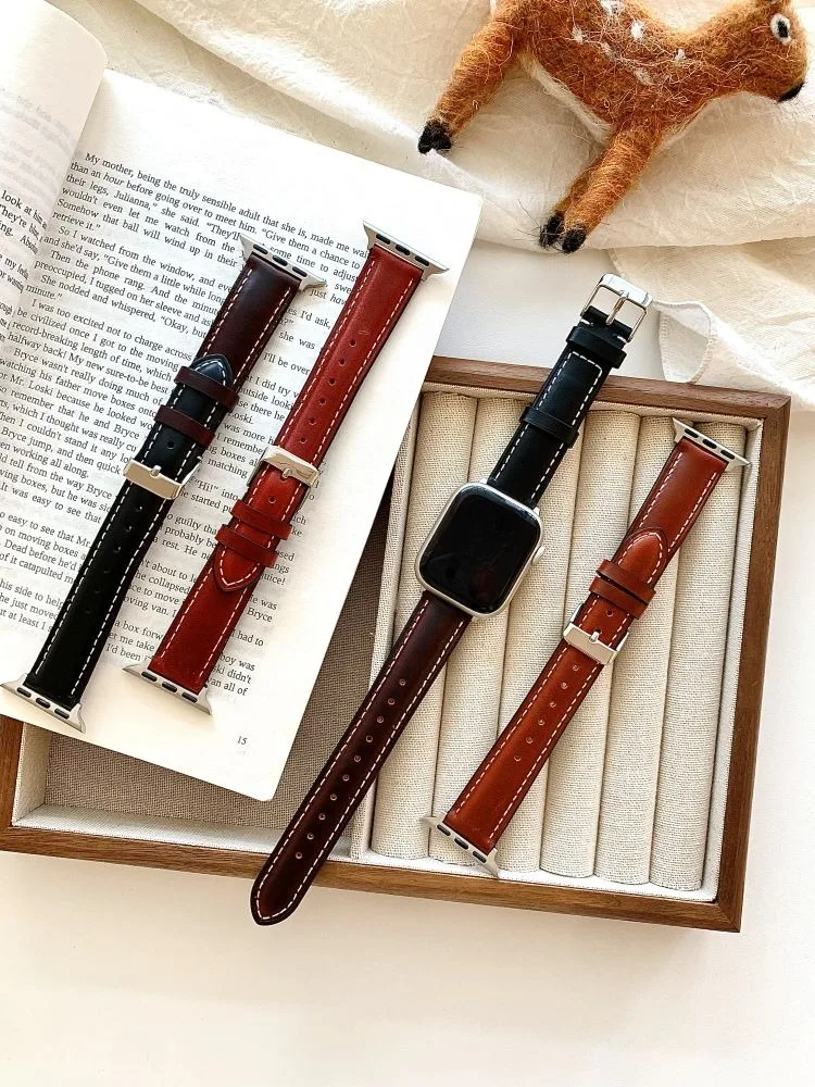 

Винтажные кожаные ремешки для Apple Watch Band 49 46 45 44 42 41 40 38 мм Ремешок из натуральной кожи для iWatch S11 10 9 8 7 6 5