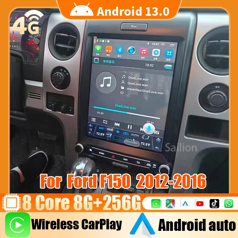 Android13 Car Radio For Ford F150 2012-2016 Tesla Automotive Multimedia Carplay Auto WIFI Bluetooth Stereo 1Din Head Unit 4G GPS