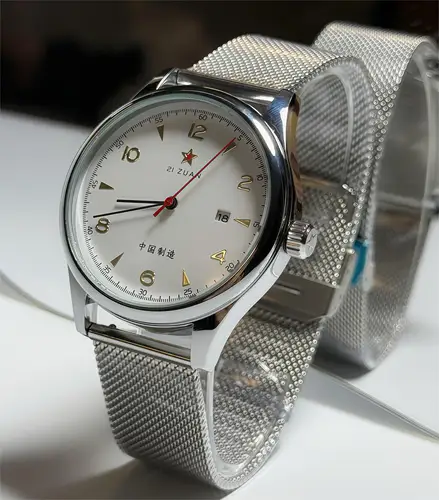 Nuevo reloj piloto 1963 para hombre, 41mm, Retro, dorado, clásico, barrido, segunda correa de cuero de acero inoxidable, reloj deportivo de moda para hombre