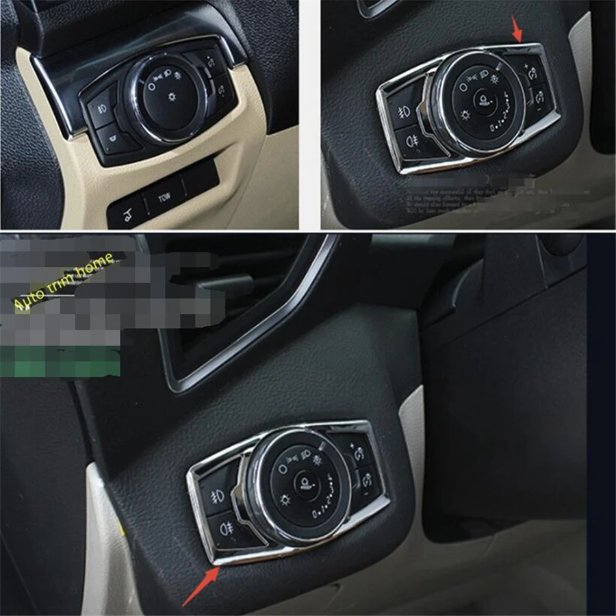 

Car Accessories Front Head Lights Lamps Switch Button Frame Decoration Control Panel Cover Trim Fit For Ford Explorer 2016 2017