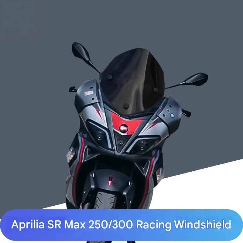 For Aprilia SRMAX250 SRMAX300 Slim Sport Windshield, Minimalist Racing Design, Block Splashes & Mild Wind Effectively