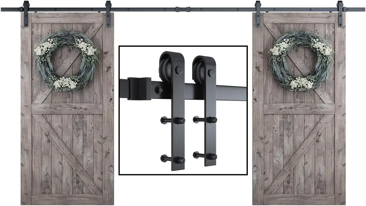 13 FT Double Barn Door Hardware Kit, Sliding Door Track-Smoothly and Quietly -includes Detailed Installation Fit 3