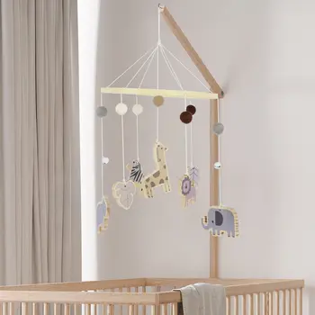 動物嬰兒床掛飾 木質懸掛式嬰兒床鈴 手工野生動物主題嬰兒房掛飾 軟木床鈴玩具 嬰兒床吊墜 6 最佳銷售 嬰兒床配件 - №1