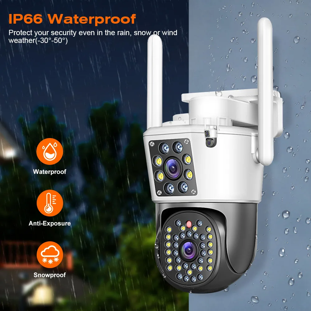 4K 8MP Wifi PTZ Camera Dual Lens IP CCTV Video Surveillance Camera Ai Human Detect Auto Tracking Night Vision Outdoor IPC360