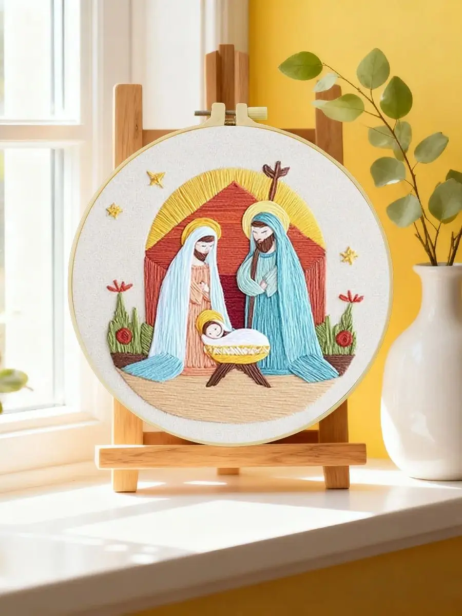 1 Stück 20X20CM/15X15CM 7,87/6,3 Zoll Religiöses Stickerei-Starter-Kit DIY-Kit DIY-Stickerei-Set für Anfänger – Detail 6