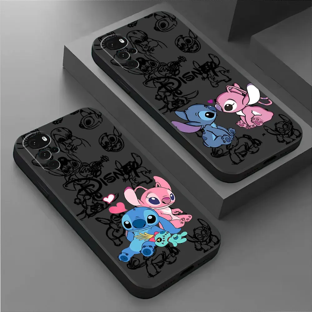 Disney Stitch The Baby Phone Case for Motorola Moto G22 G60 G32 G52 G53 G73 G60s G71 G72 G31 G50 G30 G51 Black Soft Cover Bag 