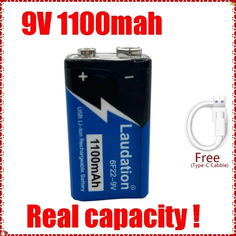 9V 1100mAh Li-ion Rechargeable Battery Micro USB Batteries 9V Lithium for Multimeter Microphone Toy Remote Control KTV Use