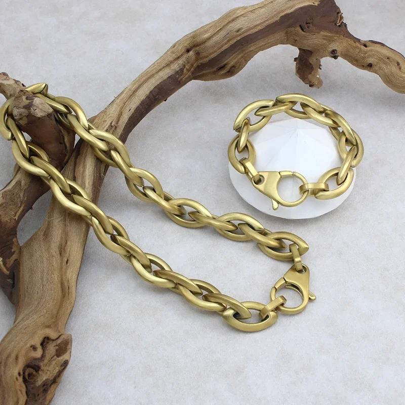 Hip Hop Chunky Gold Twisted Rope Chain Necklace Stainless Steel Thick Interwoven Link Unisex Statement Streetwear Neck Jewelry