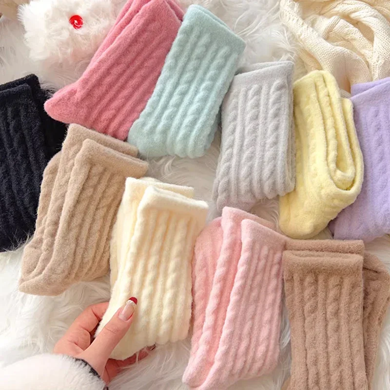 Winter Warm Coral Fleece Socks Men Solid Loose Sleeping Sock Velvet Home Fluffy Stocking Thicken Thermal Sox Calcetines