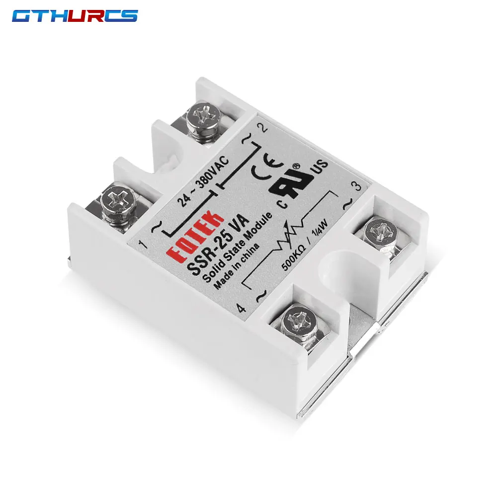 SSR 10VA 25VA 40VA Solid State Relay Voltage Regulator 24-380V AC Output with Potentiometer 10A 25A 40A