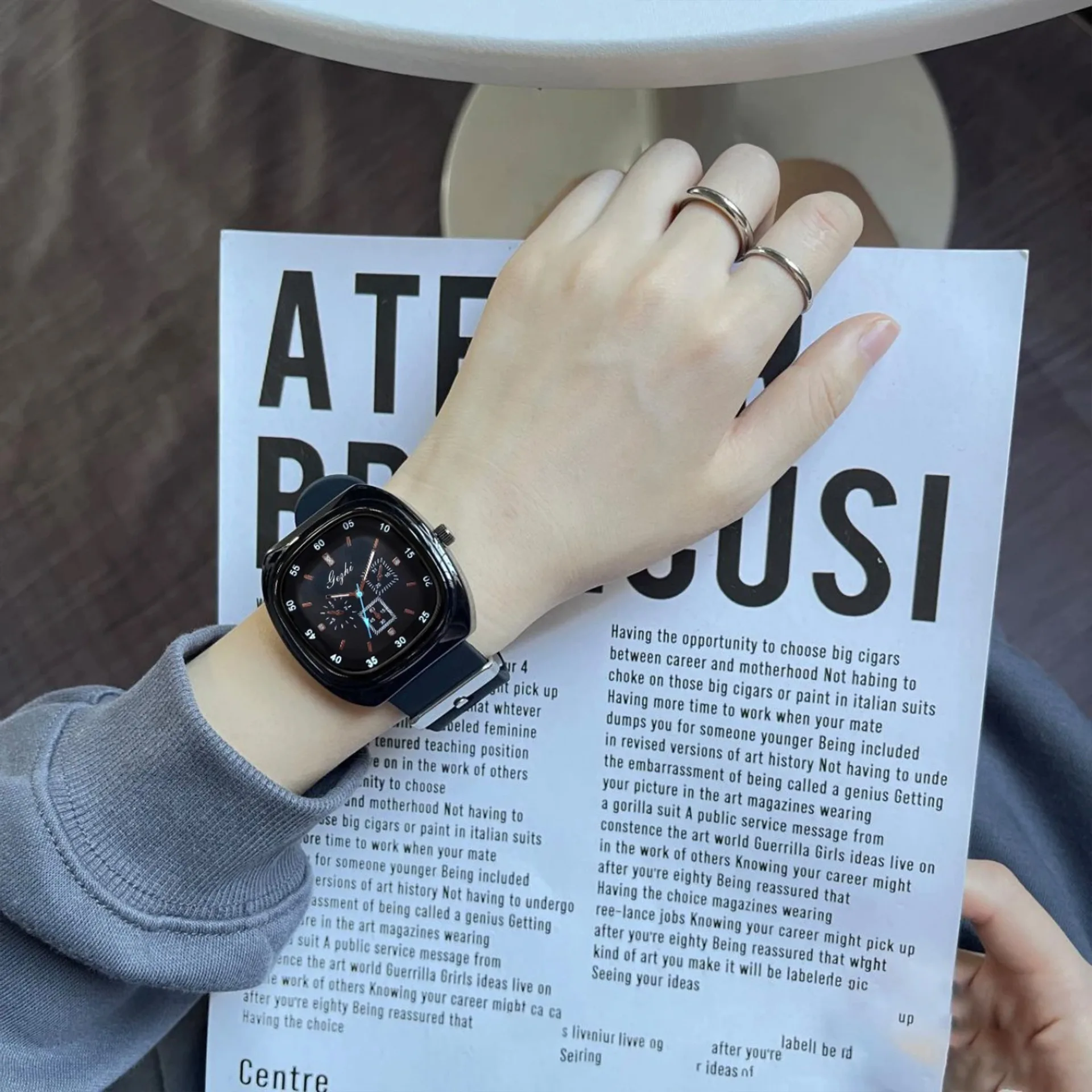 Herenhorloge met grote wijzerplaat, siliconentape, damessport, casual high-end quartzhorloge