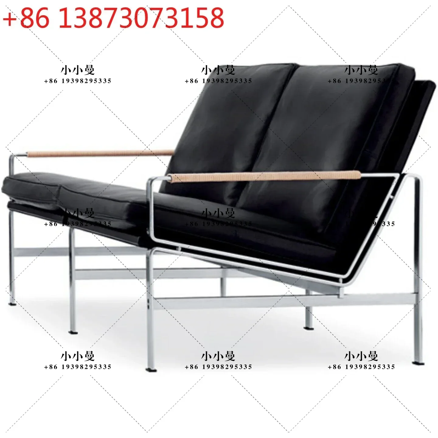Italian Light Luxury Minimalist Backrest Armchair Business Office Double Triple Reception Leather Art Sofa