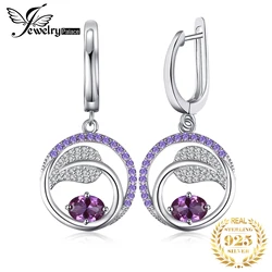 JewelryPalace Leaf 1.2ct Created Alexandrite Sapphire 925 Sterling Silver Drop Earrings for Women Purple Gemstone Jewelry Gift