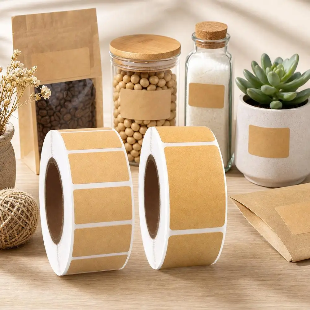 Kraft Paper Stickers Rolls of Self-adhesive Stickers Can be Handwritten Classification Packaging Roll of Kraft Paper Label Stick