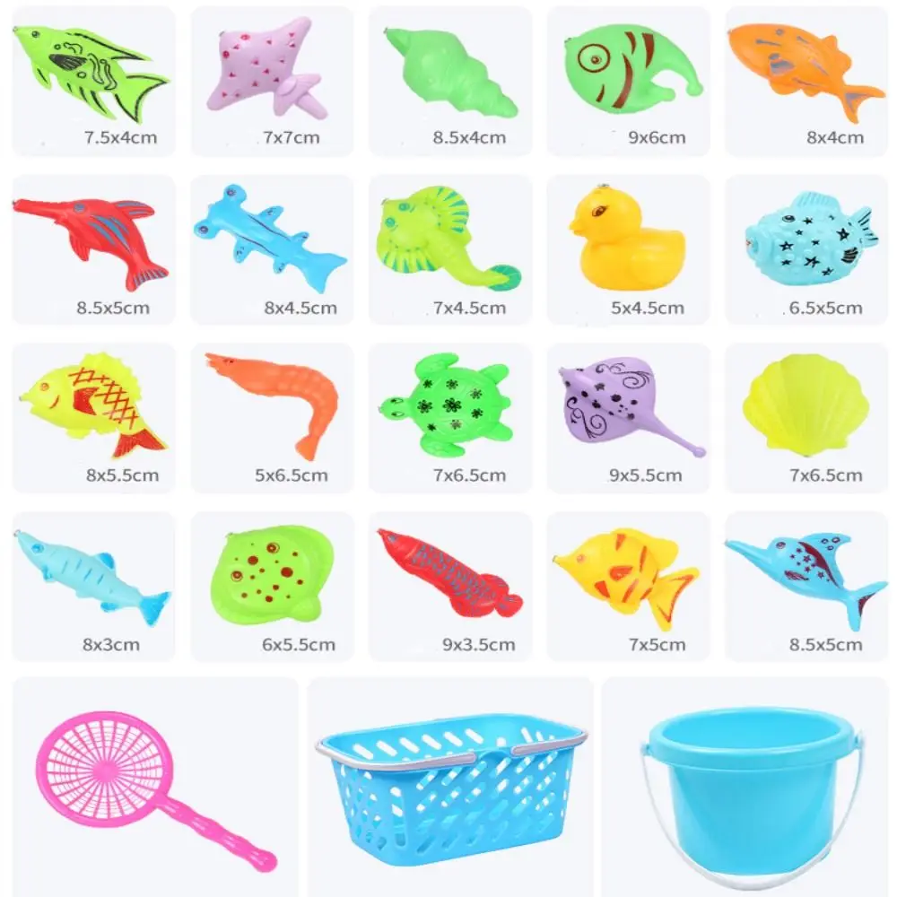 Juguete de pesca magnético para niños con animales de dibujos animados, caña magnética interactiva, parque acuático, pesca, juego de piscina inflable de 8 estilos