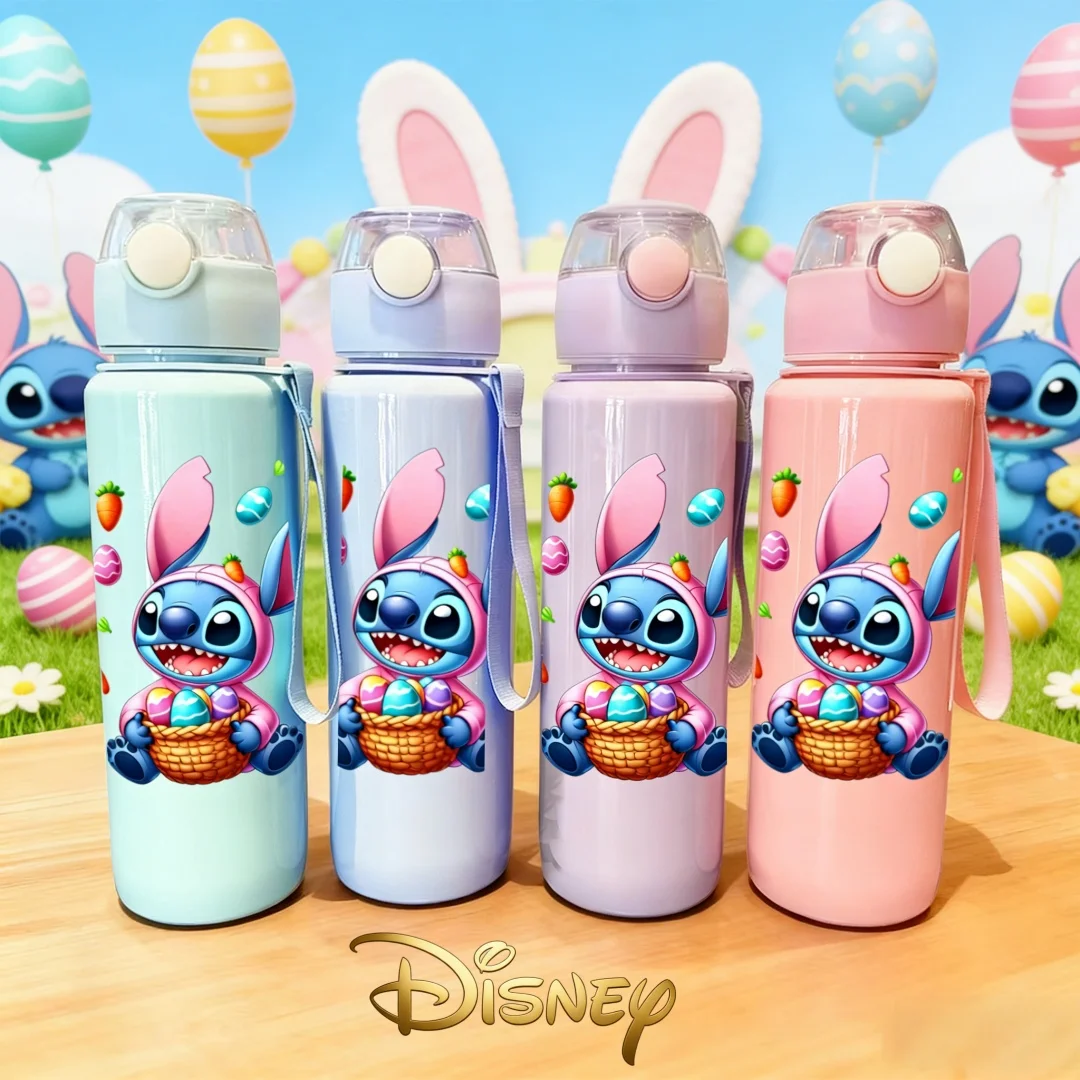 

Бутылка для воды с 3D-печатью в стиле Дисней: Стич и Пасхальный кролик - Счастливого Пасха, идеально для праздничных вечеринок, очень милый узор